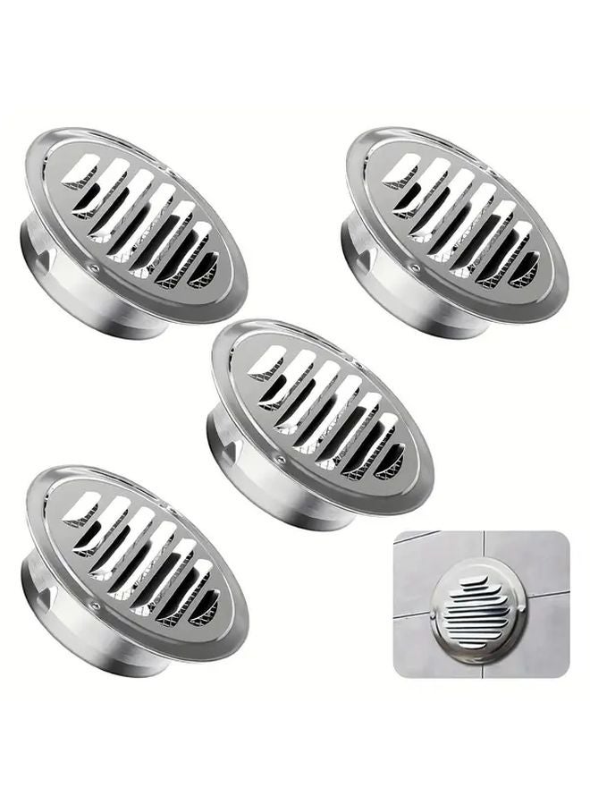 Stainless Steel Vent Covers 4pcs Durable Metal Easy Install Corrosion Resistant For Kitchen Bathroom Exhaust Fan 100mm - Image 1